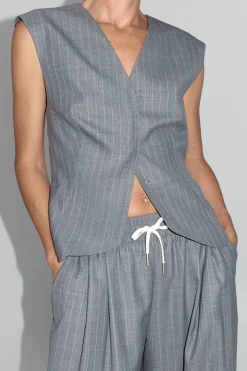 St. Agni Wool Vest - Chalk Stripe