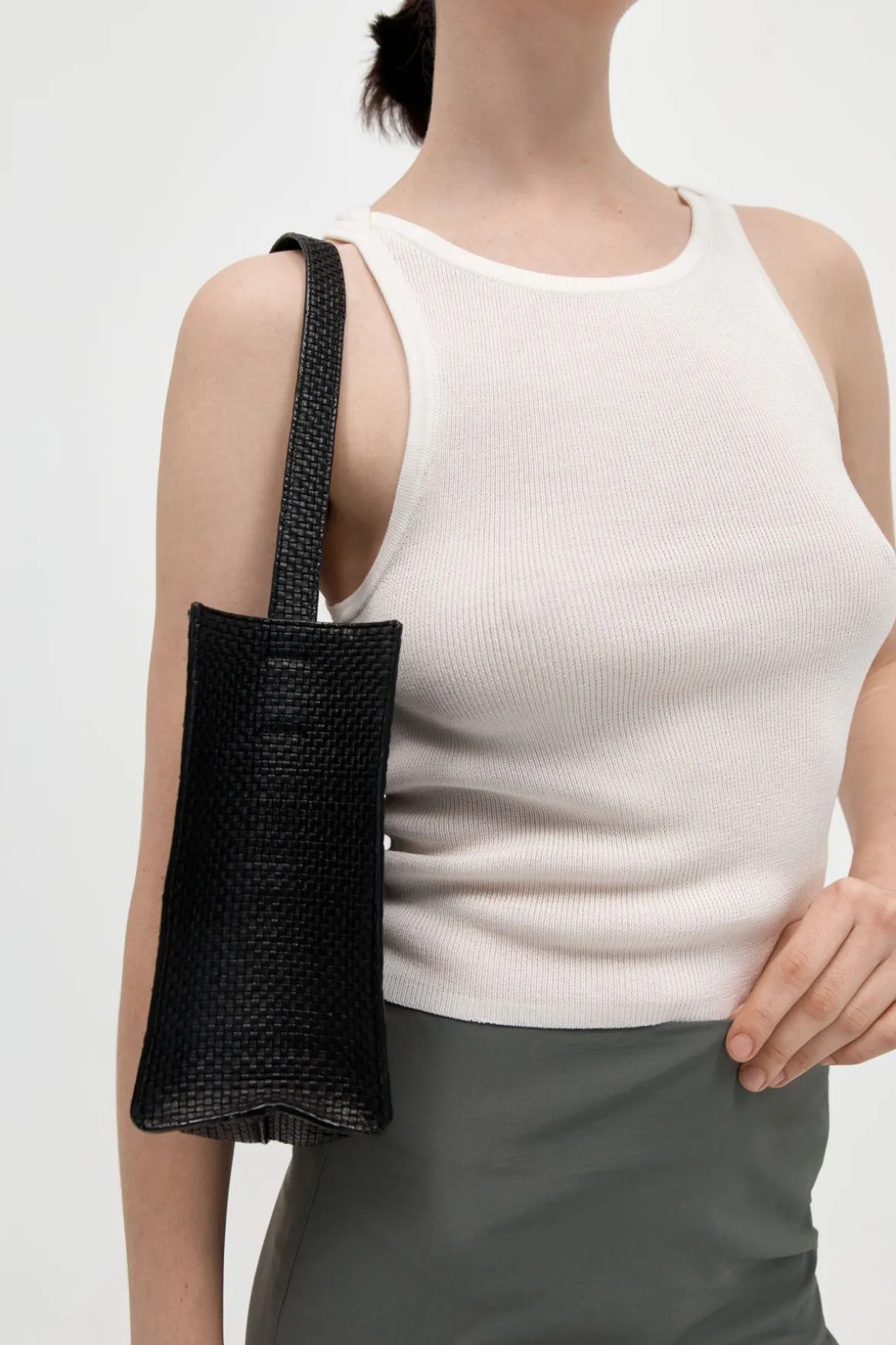 St. Agni Woven Minimal Mini Tote - Black
