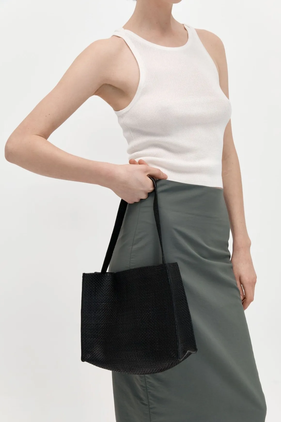 St. Agni Woven Minimal Mini Tote - Black