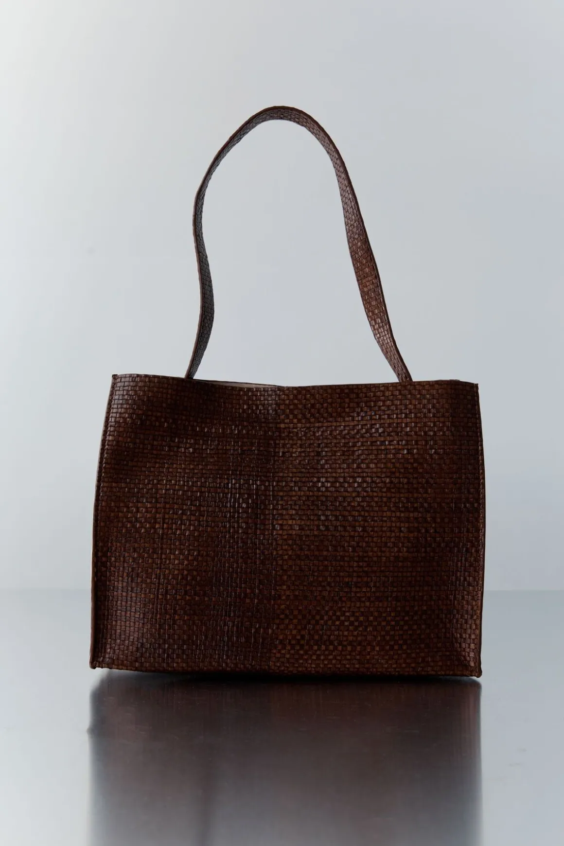 St. Agni Woven Minimal Mini Tote - Antique Tan
