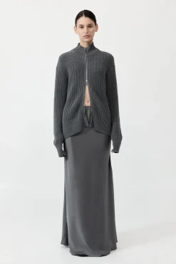 St. Agni Zip Detail Cardigan - Smoke
