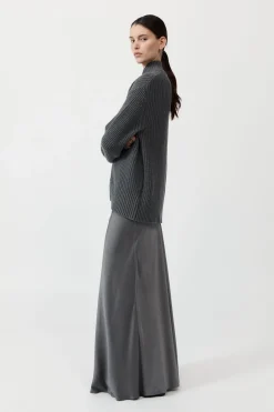 St. Agni Zip Detail Cardigan - Smoke