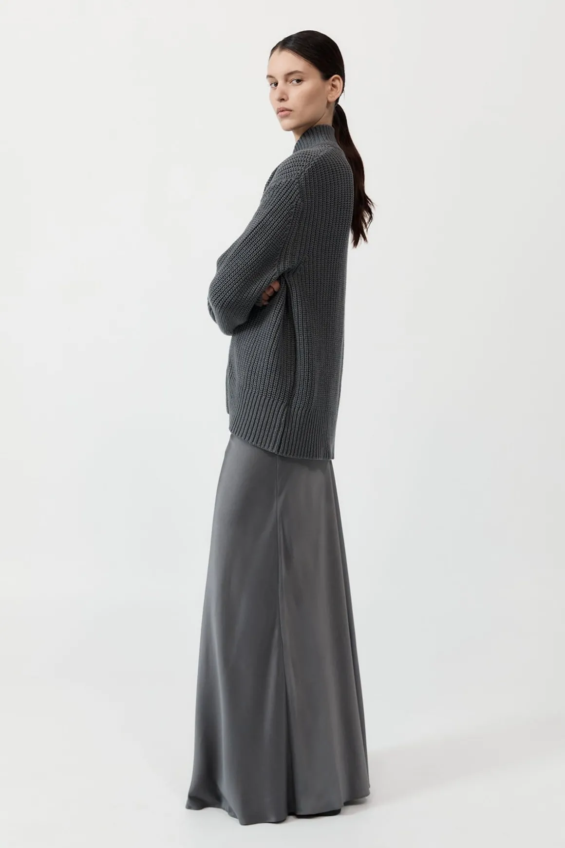 St. Agni Zip Detail Cardigan - Smoke