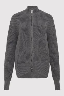 St. Agni Zip Detail Cardigan - Smoke
