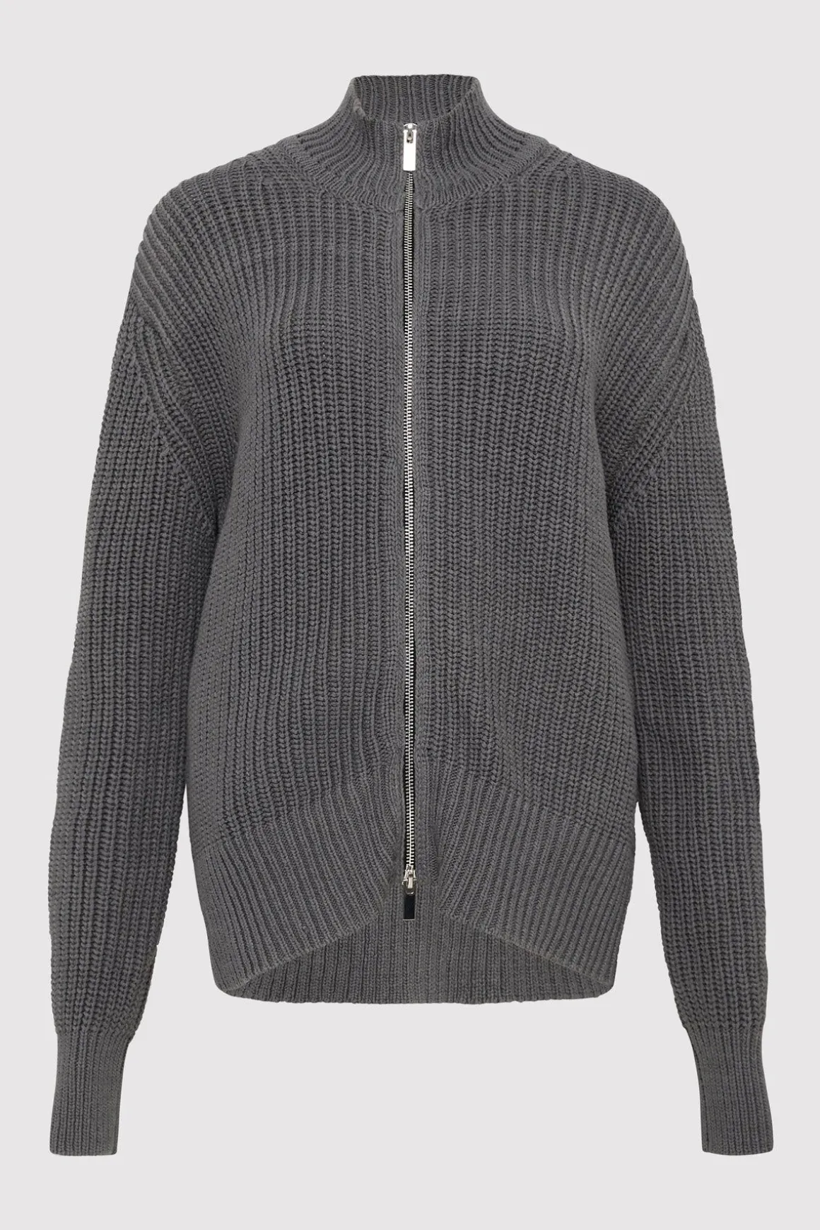 St. Agni Zip Detail Cardigan - Smoke