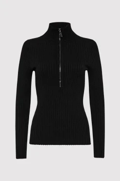 St. Agni Zip Front Top - Black